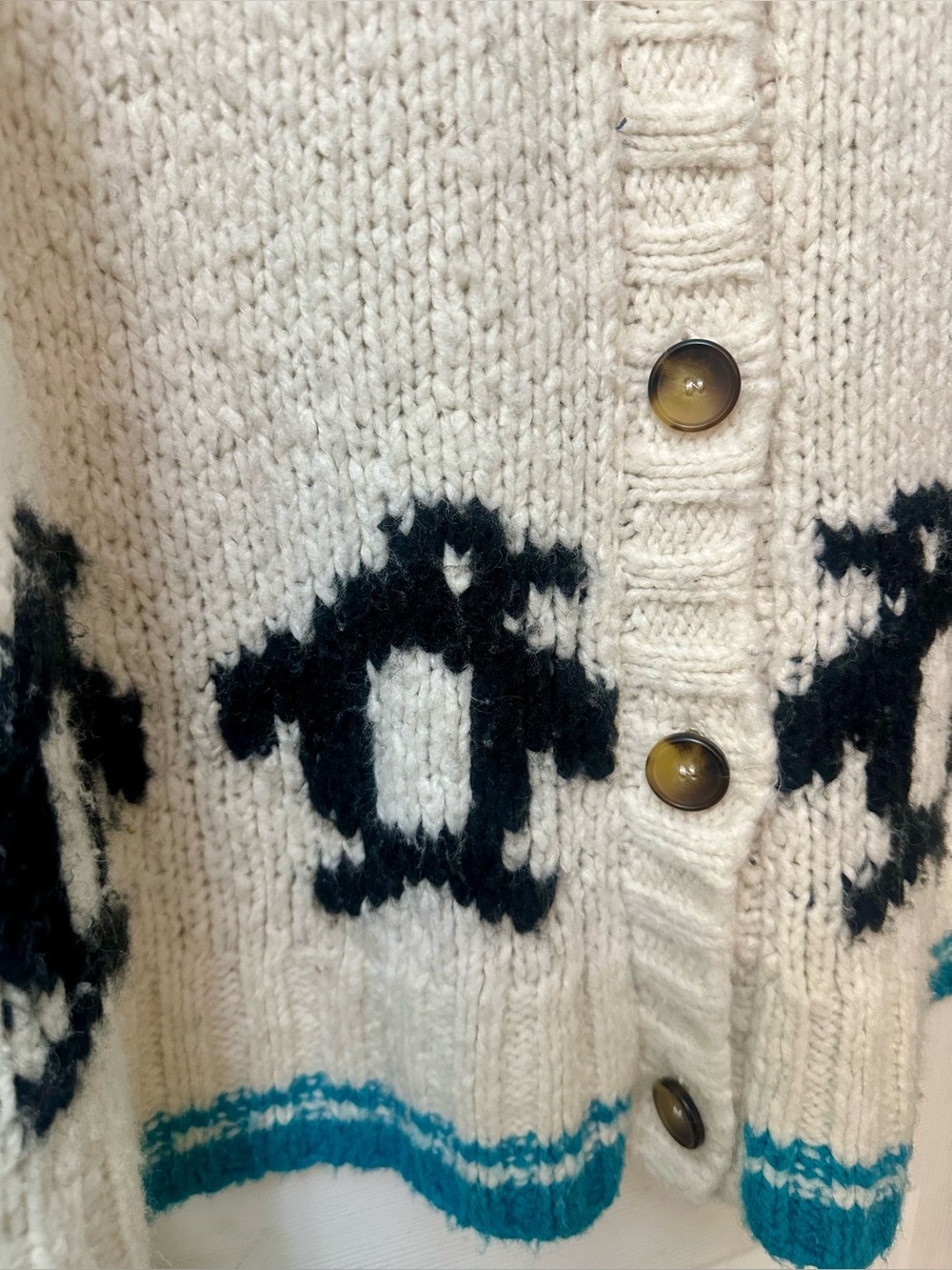 Anthropologie Maeve Penguin Cardigan Wool Blend Sweater, Medium - Picture 5 of 8